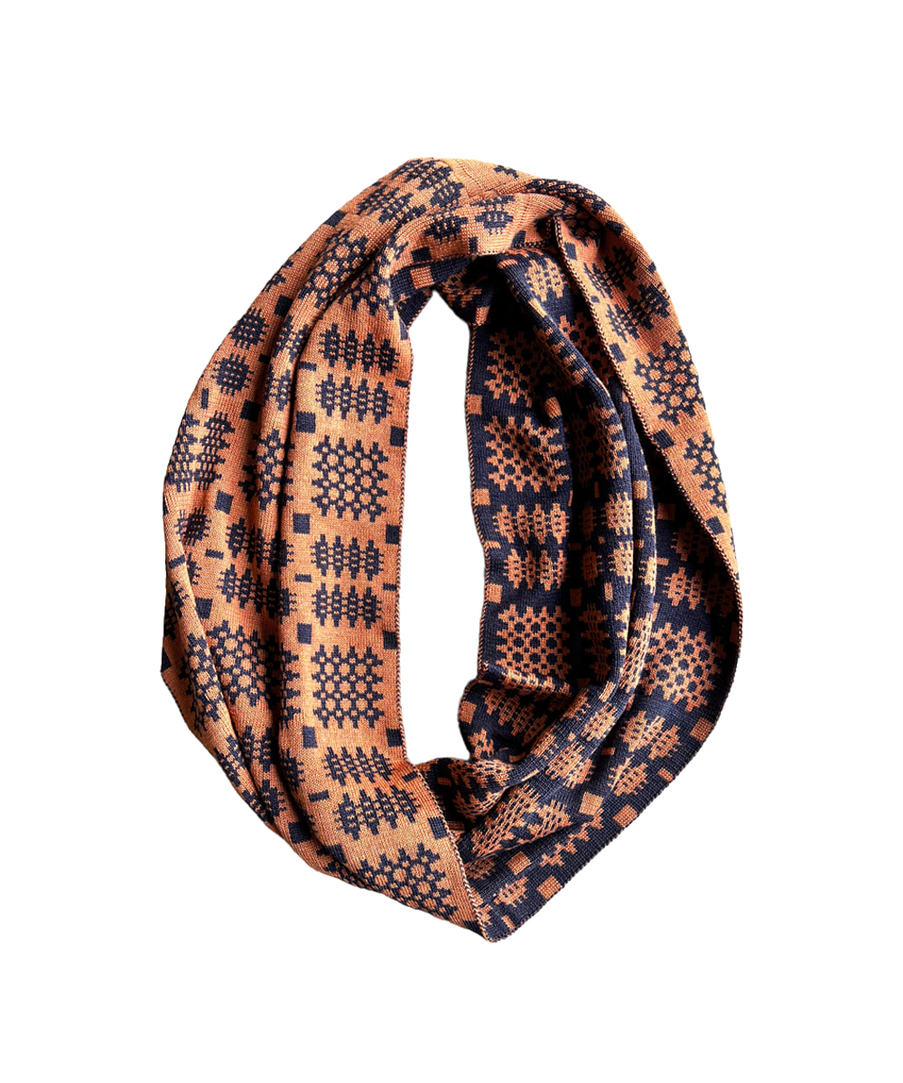 Women’s Blue / Yellow / Orange Carthen Mawr Loop Scarf - Rust / Ink One Size Mabli