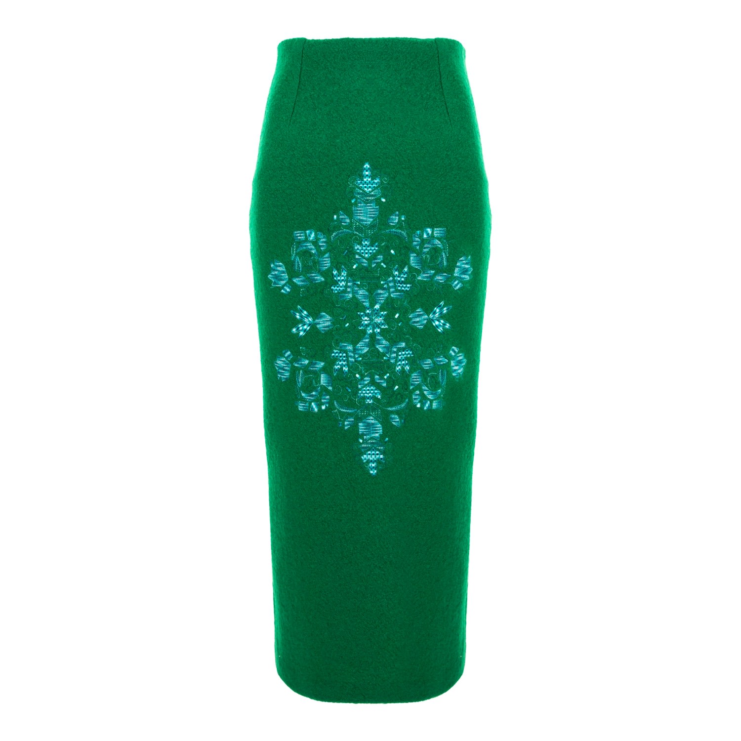 Women’s Green Wool Midi Skirt With Multicolor Embroidery Tree Of Life Medium Izabela Mandoiu