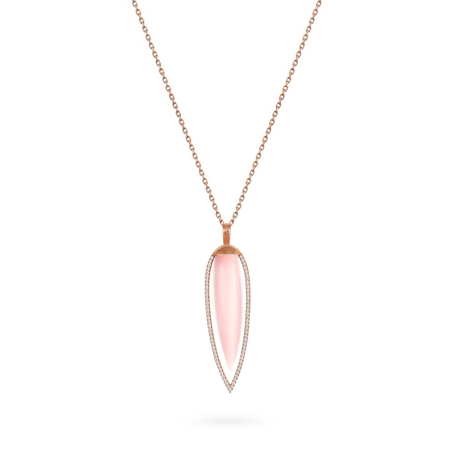 Women’s Necklace Siena On Precious Stone, 18K Rose Gold And Diamonds Pink Mother Of Pearl Aquae Jewels