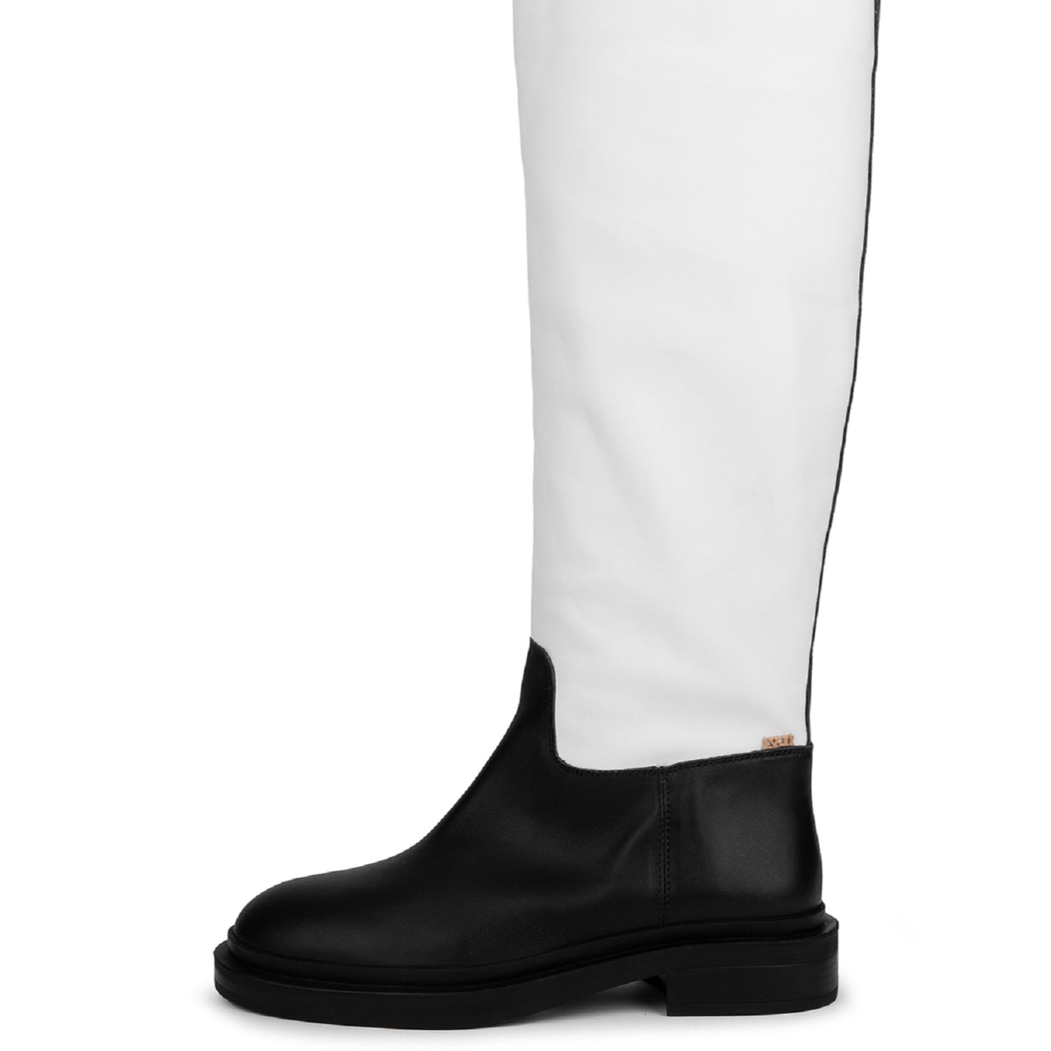 Black / Brown / White Dato Black-White-Mink Leather Women’s High Boot 4 Uk Ilvi