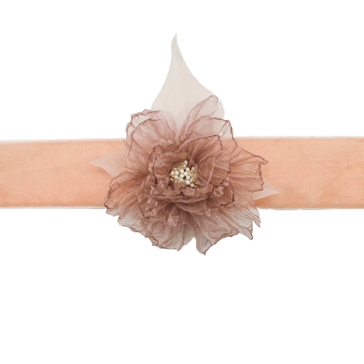 Women’s Pink / Purple Dusty Pink Velvet Rosette Choker With Feather Accents Babaloo Jewelry