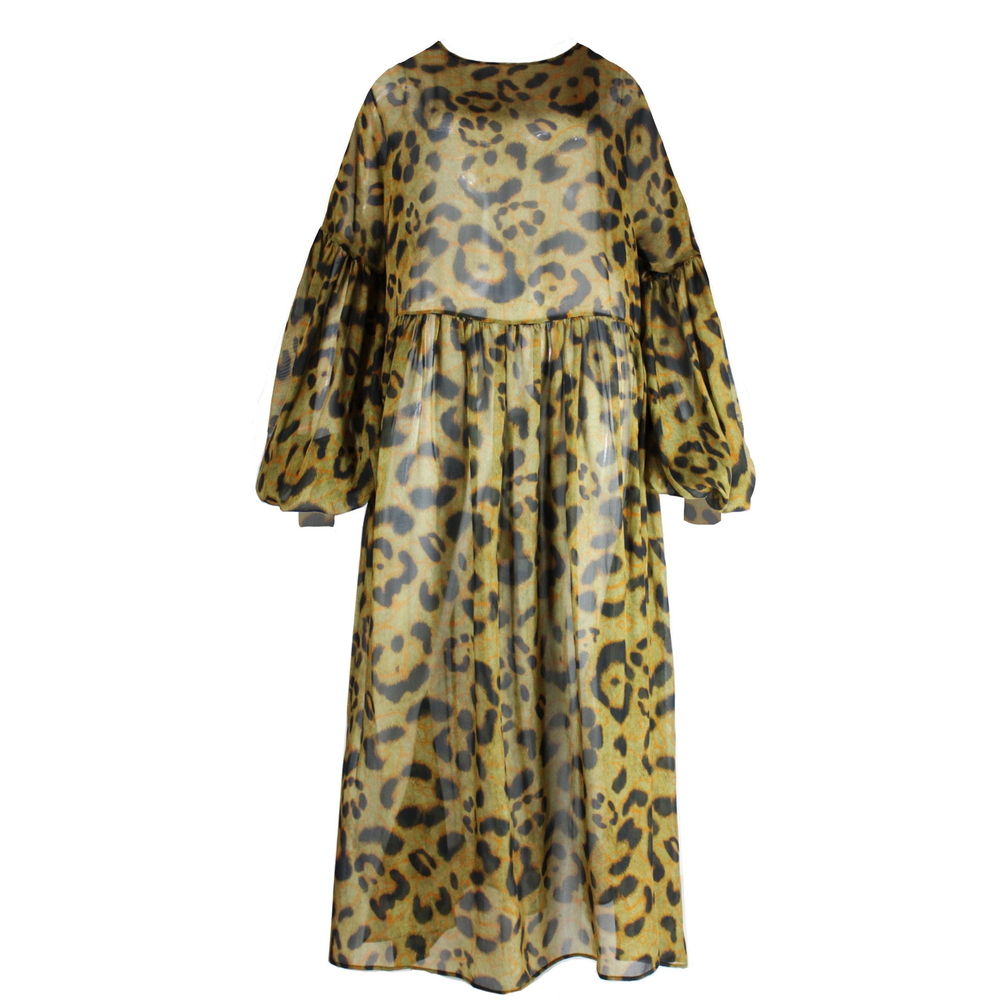 Women’s Brown Dusk Dress In Cheetah Silk Chiffon Large Klements