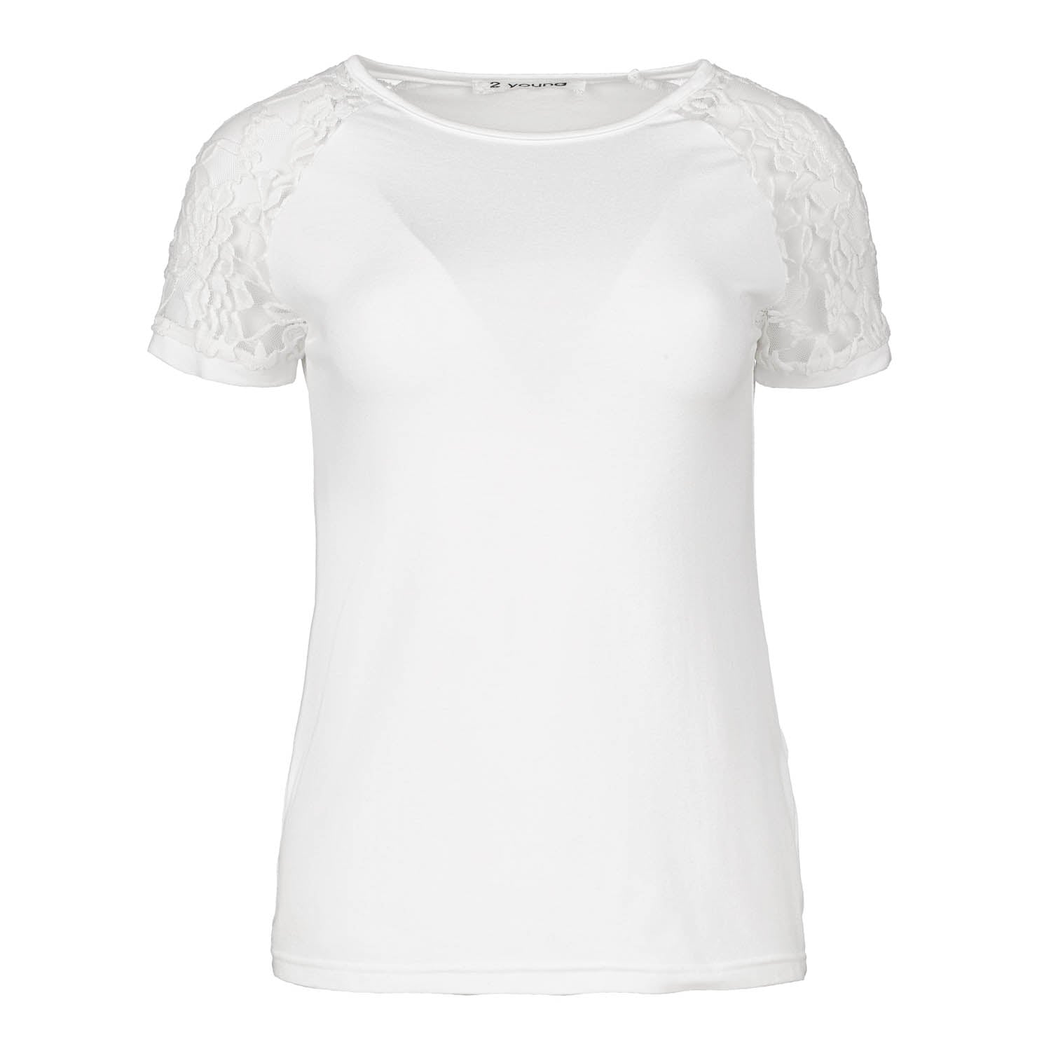 Women’s Neutrals Ecru Top With Short Lace Sleeves Extra Large Conquista