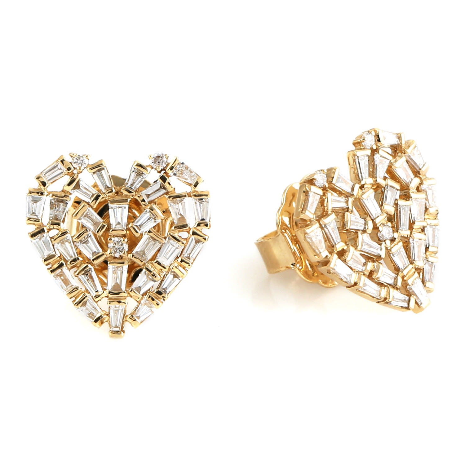 Women’s Gold / White Queen Of Hearts Diamond Baguette Earrings By Hitchcock House of Hitchcock