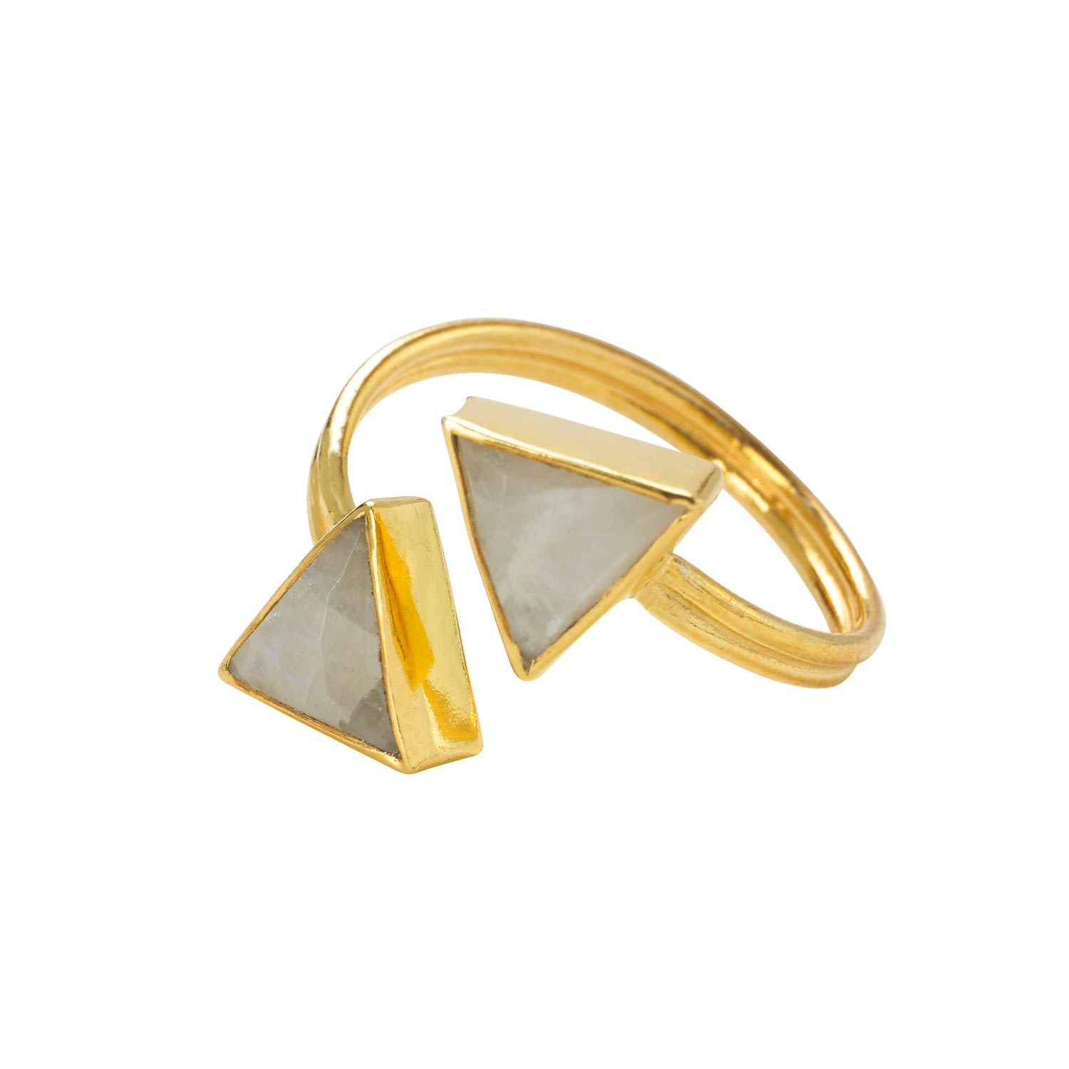 Women’s White Direction Gold Vermeil Adjustable Gemstone Ring - Rainbow Moonstone Yaa Yaa London