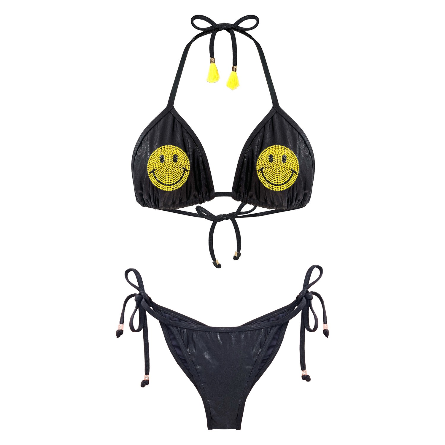 Elin Ritter Ibiza Women S Black Yellow Orange Ibiza Smile Face Metallic Bikini Tamara Pia