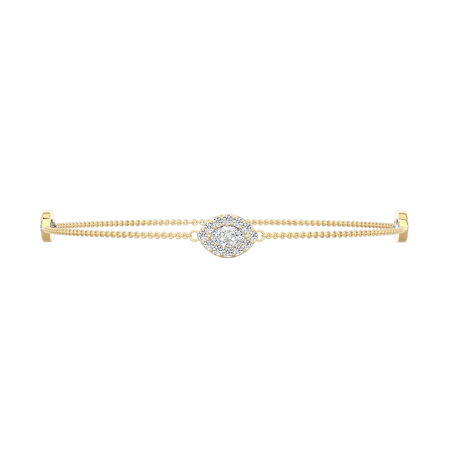 Women’s Gold Marquise Diamond Halo Chain Bracelet Itara Jewelry