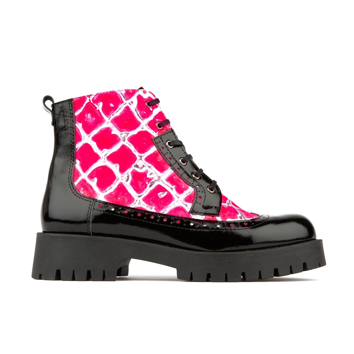 Black / Pink / Purple Hatter Platform - Black & Pink - Womens Ankle Boots 8 Uk Embassy London Usa