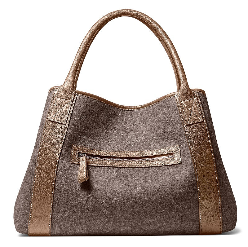 Women’s Michelle Tote - Grey Wool Blend-Taupe Leather Modus Rio