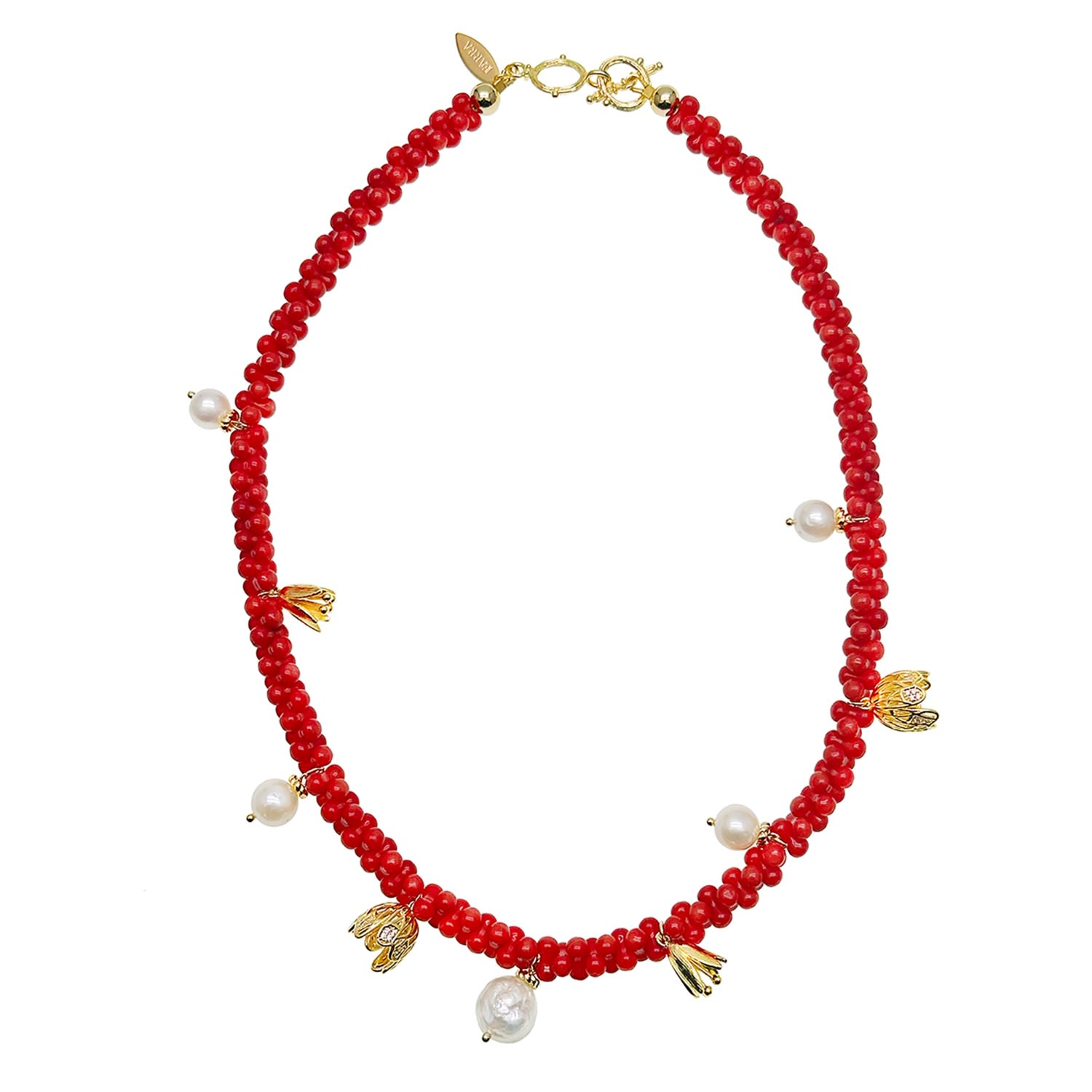 Women’s Peanut Shaped Red Coral Statement Necklace Farra