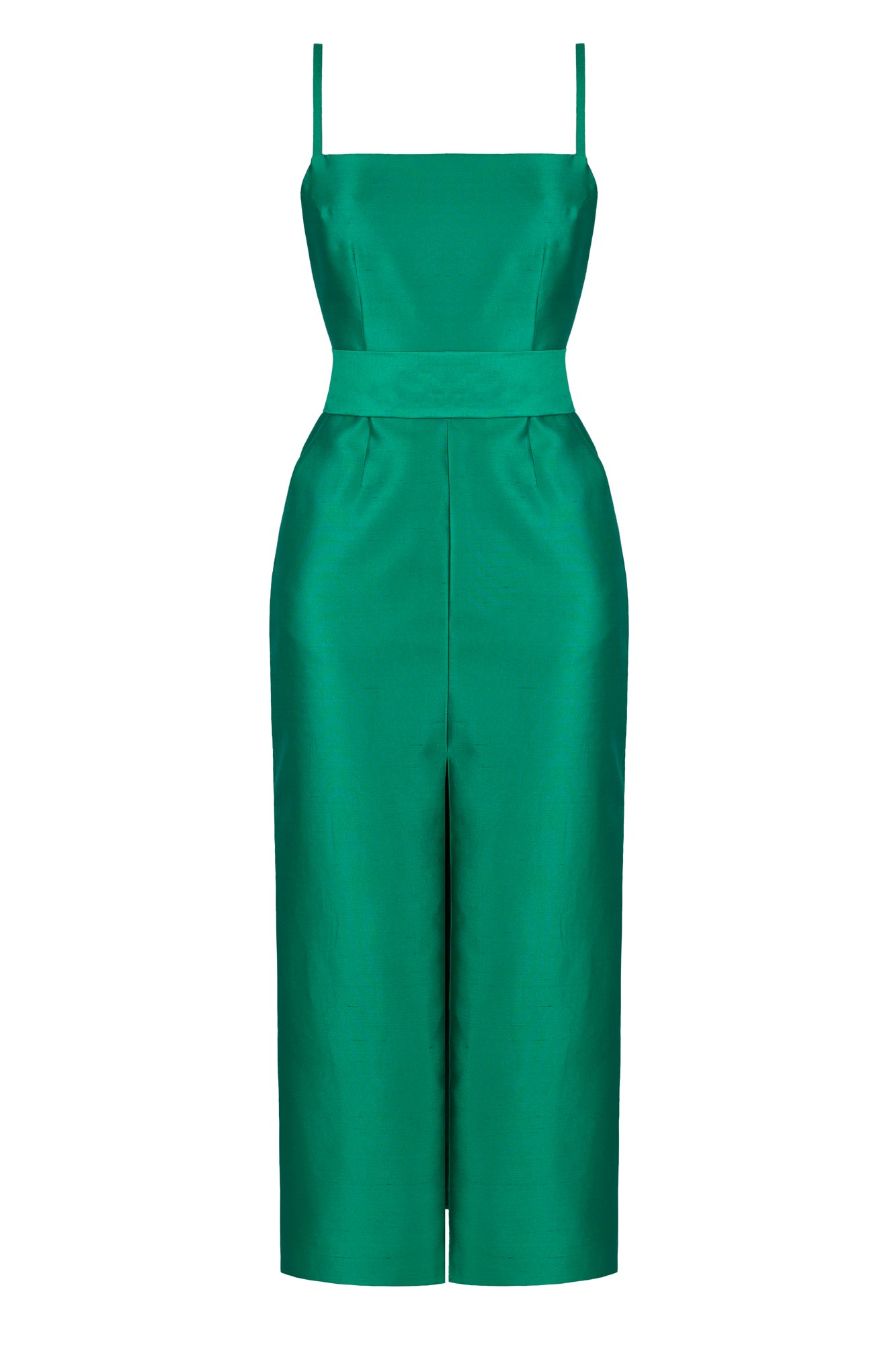 Women’s Manu Green Silk Linen Midi Dress Medium Undress