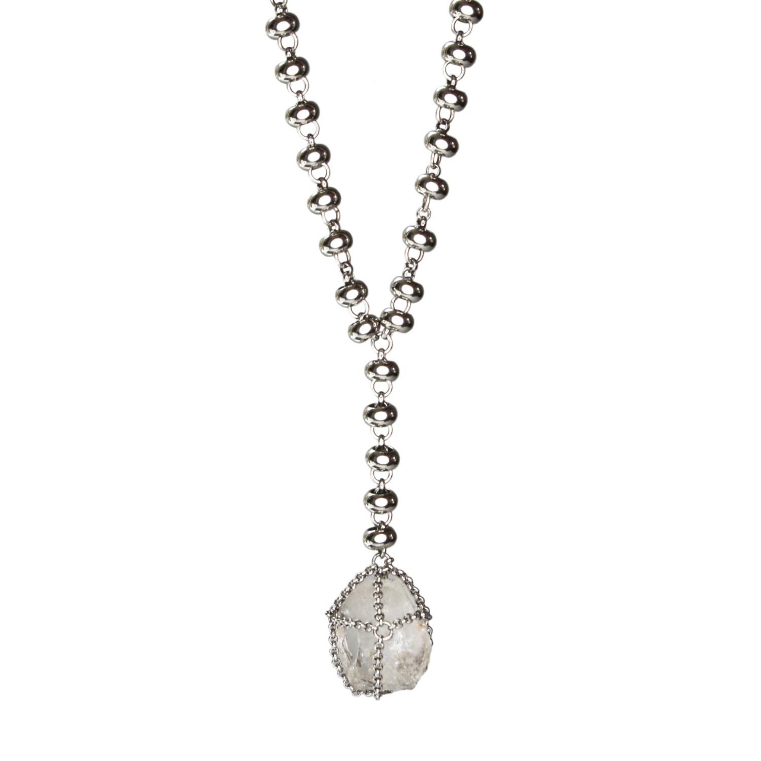 Women’s Silver Caged Quartz Bead Lariat Mhart