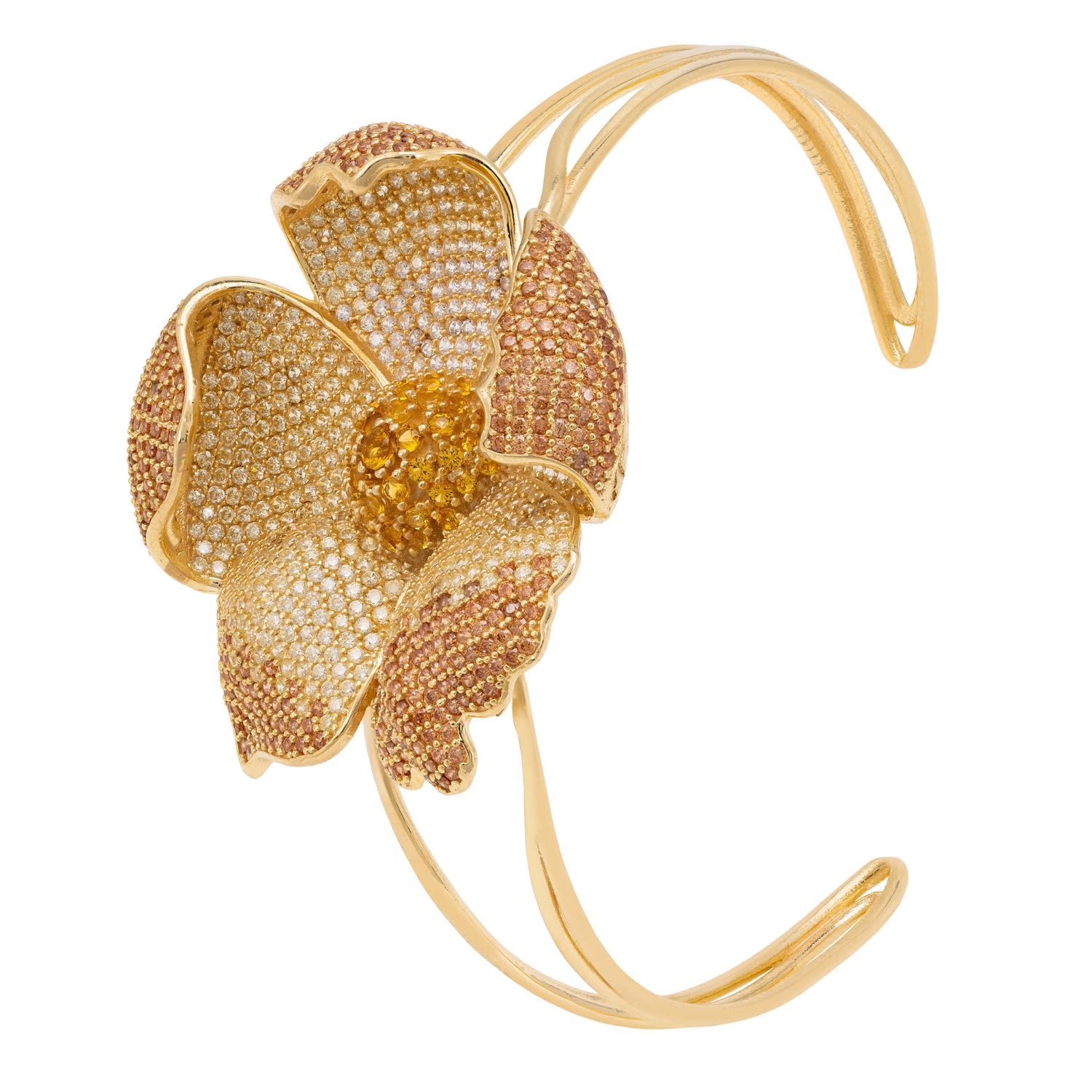 Women’s Poppy Bangle Cuff Bracelet Gold Lemon Cz Latelita