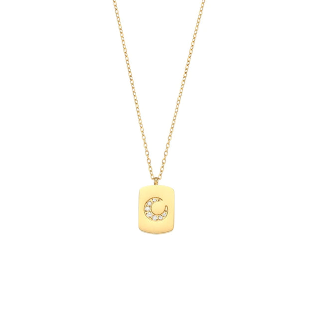 Women’s Gold Brianna Pave Moon Pendant Necklace Olivia Le