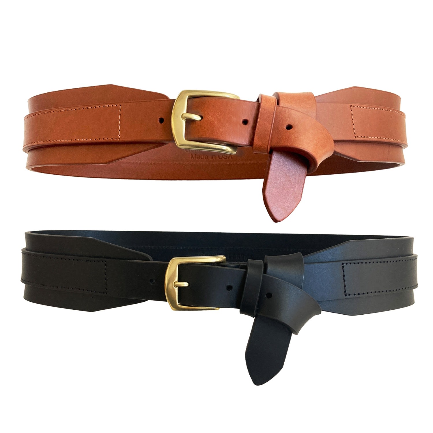 Women’s Genuine Leather Contour Belt Black Large Dry Martini