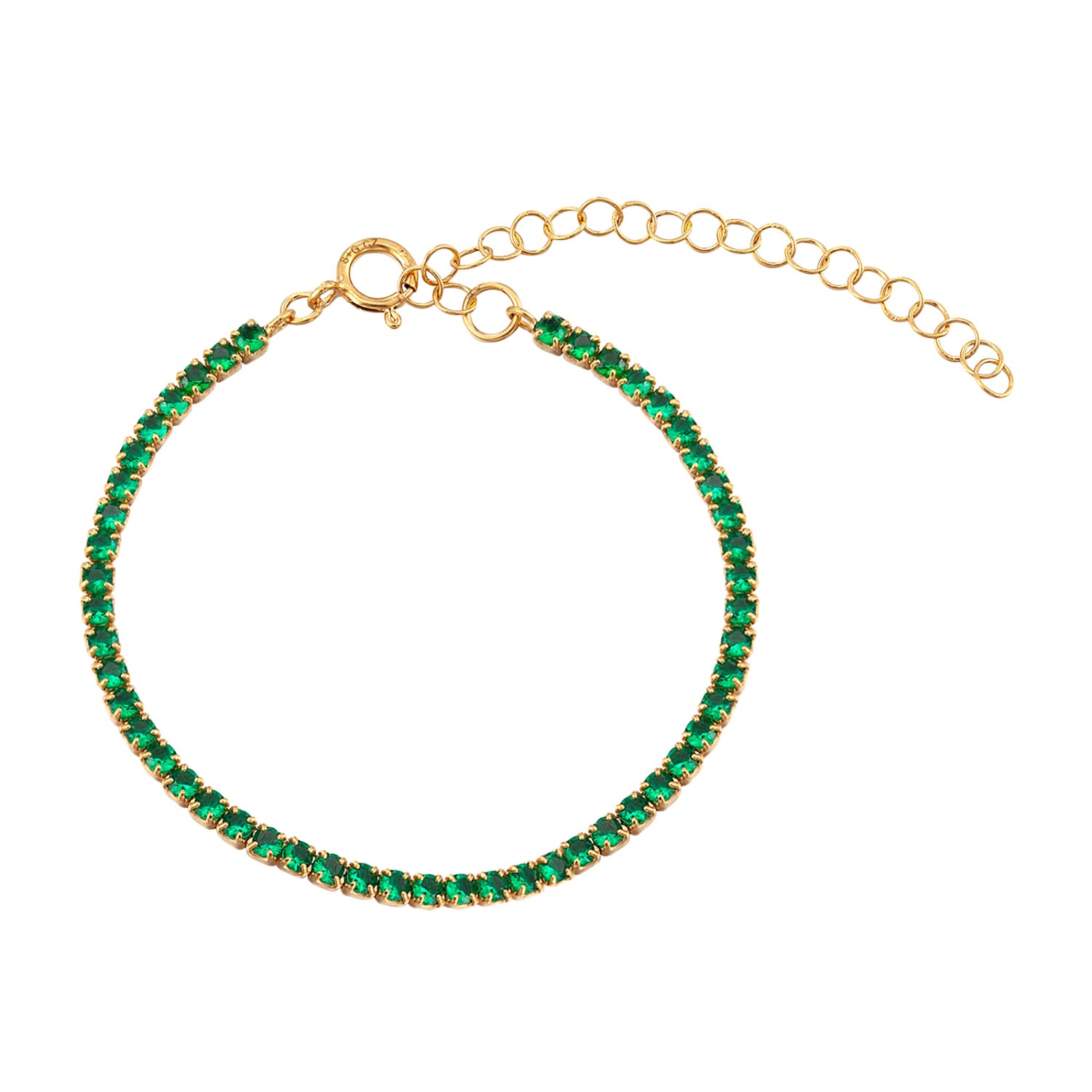 Women’s 22Ct Gold Vermeil Emerald Cz Tennis Bracelet Seol + Gold