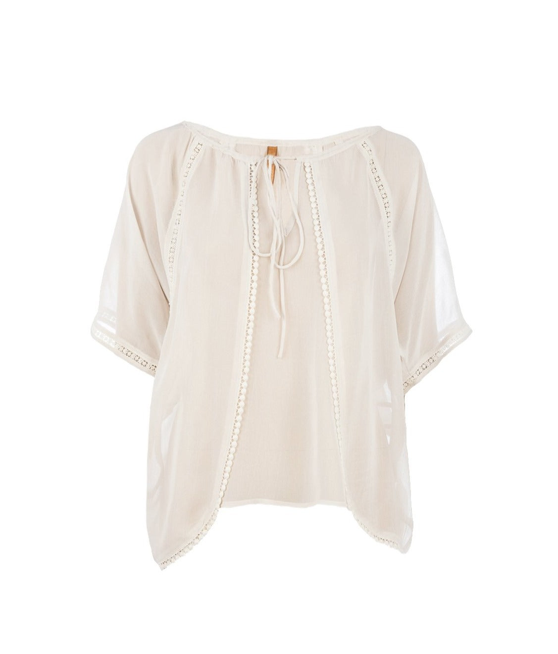 Women’s Neutrals Sheer Boho Top Sand Small Conquista