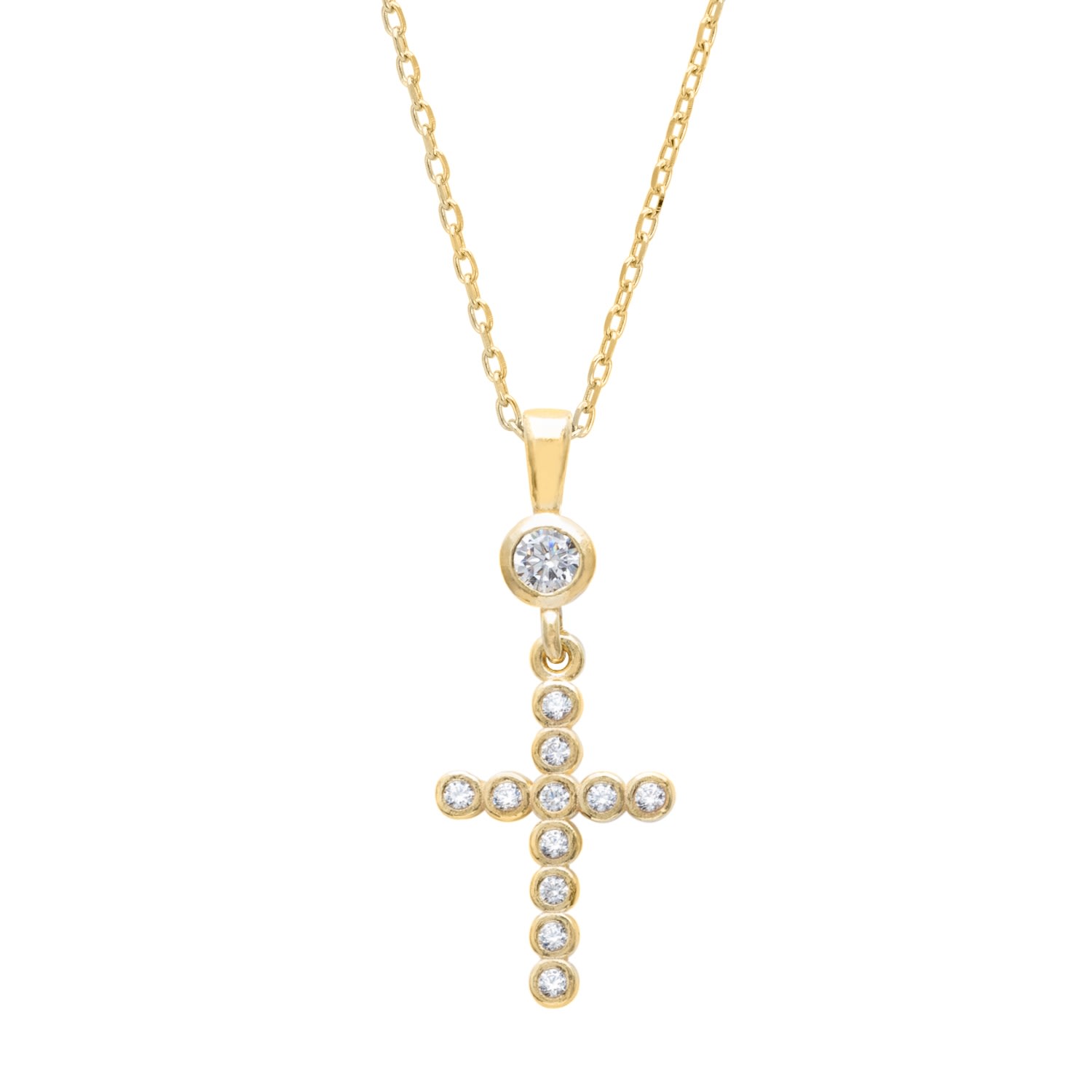 Women’s Gold / White Sparkling Cross Pendant Necklace Gold Latelita