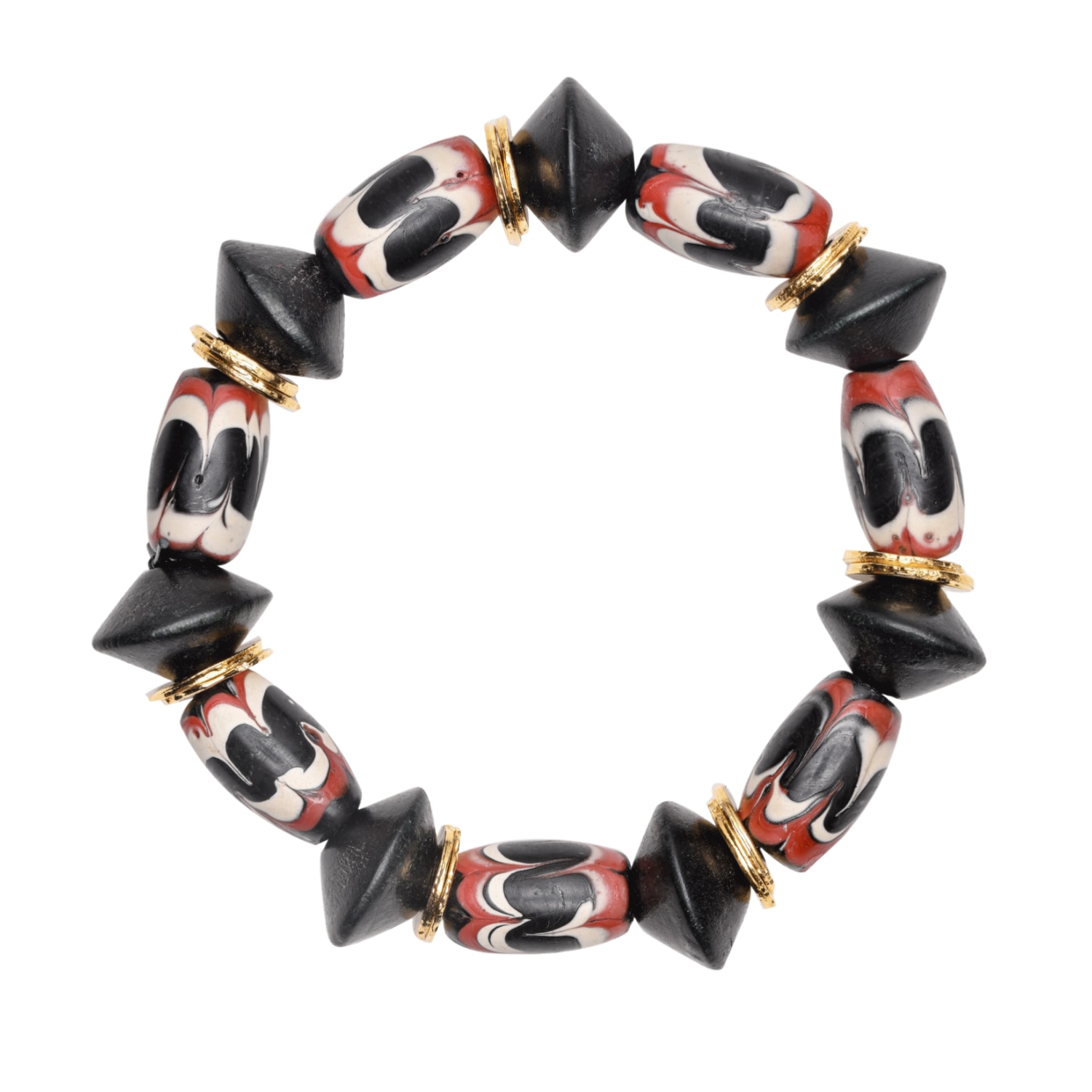 Women’s Binibeca Java Glass Beads Bracelets In Black With Gold Plated Spacers Binibeca Design
