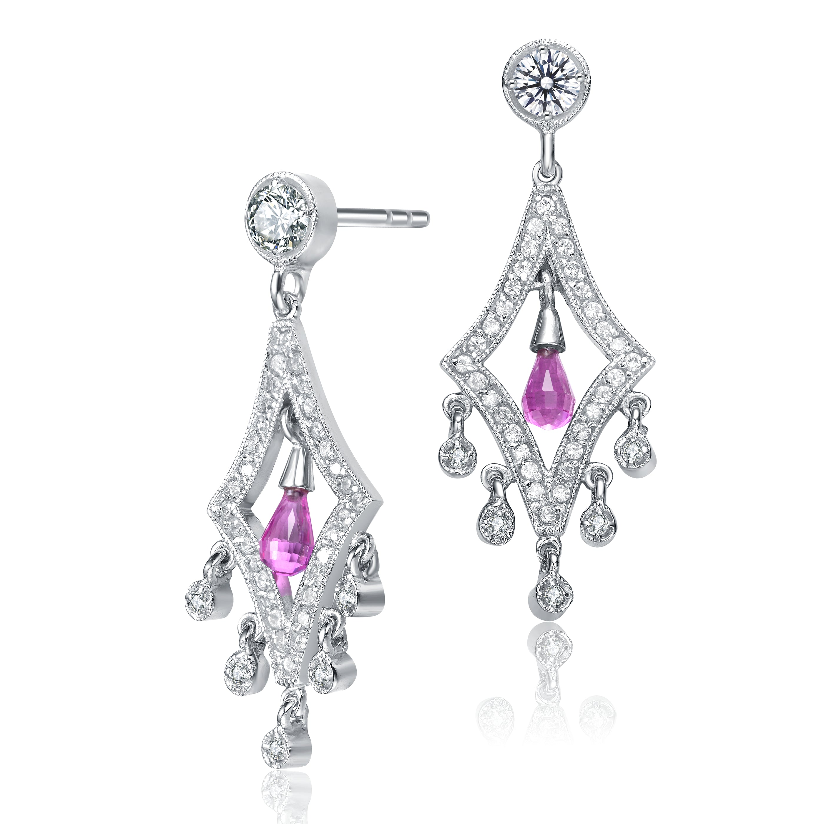 Women’s Pink / Purple / Silver Palais Teardrop Pink Earrings Genevive Jewelry