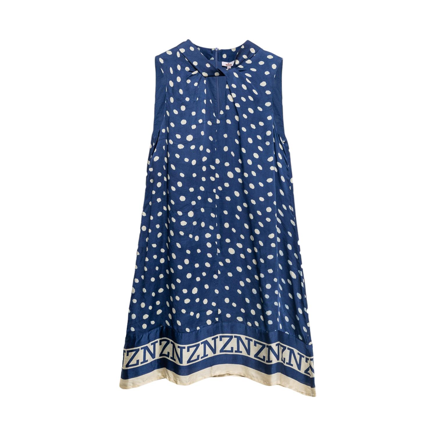 Women’s Blue Short Dress With Neck Knot Small Niza