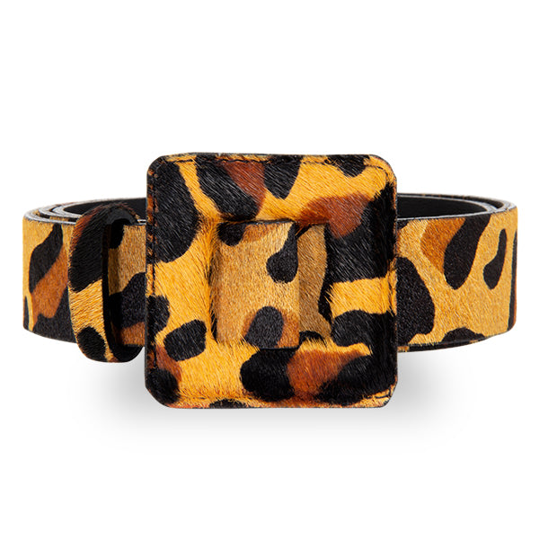 Women’s Brown Mini Square Buckle Belt - Leopard Large Beltbe