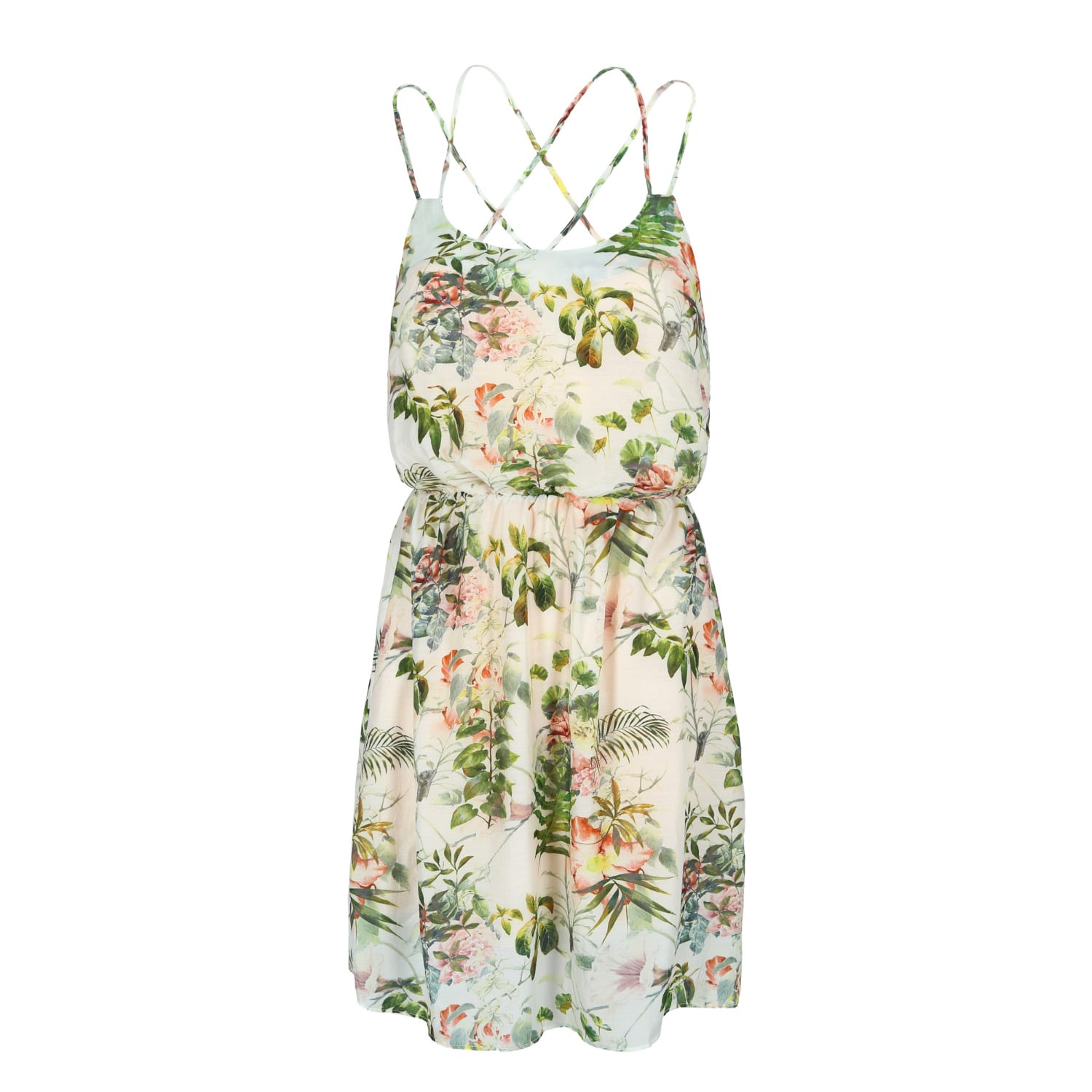 Women’s Green / White Mini Cupro Dress With Floral Print Small Oh!Zuza Night & Day