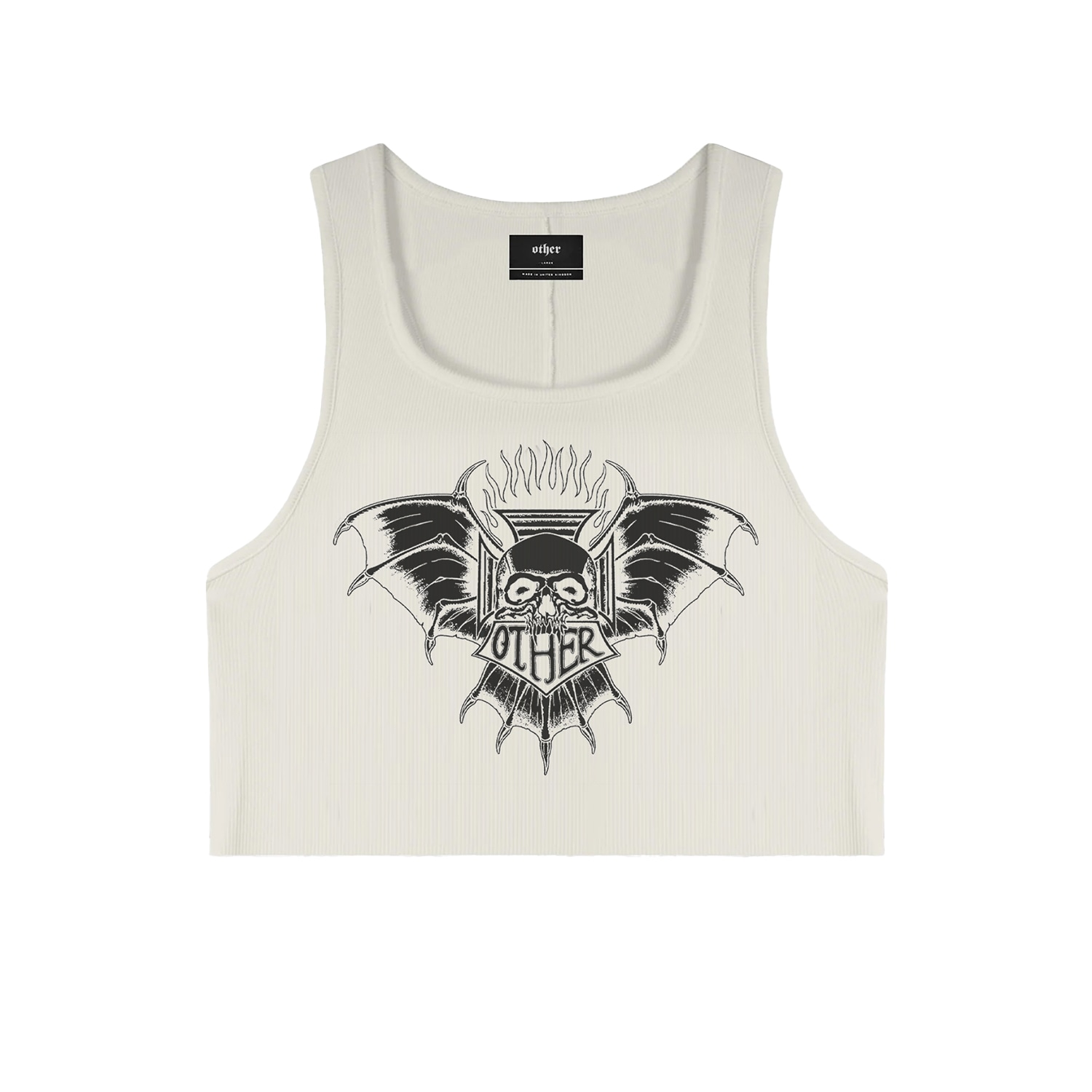 Women’s Death Skull - Cropped - Ribbed Vest - White Small OTHER UK