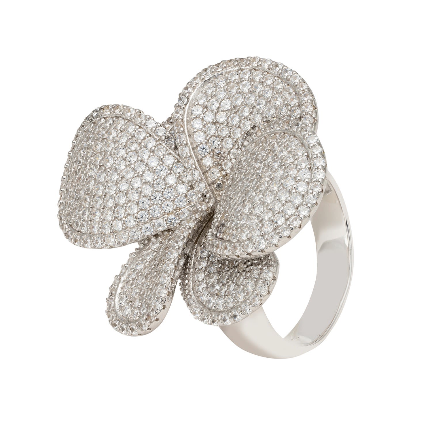 Women’s Silver / White Petal Cascading Cocktail Ring Silver Latelita