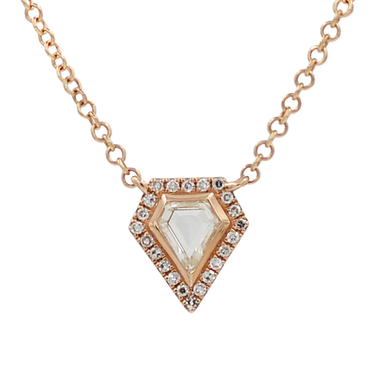 Women’s Rose Gold Rose Cut Diamond Kite Necklace Kamaria