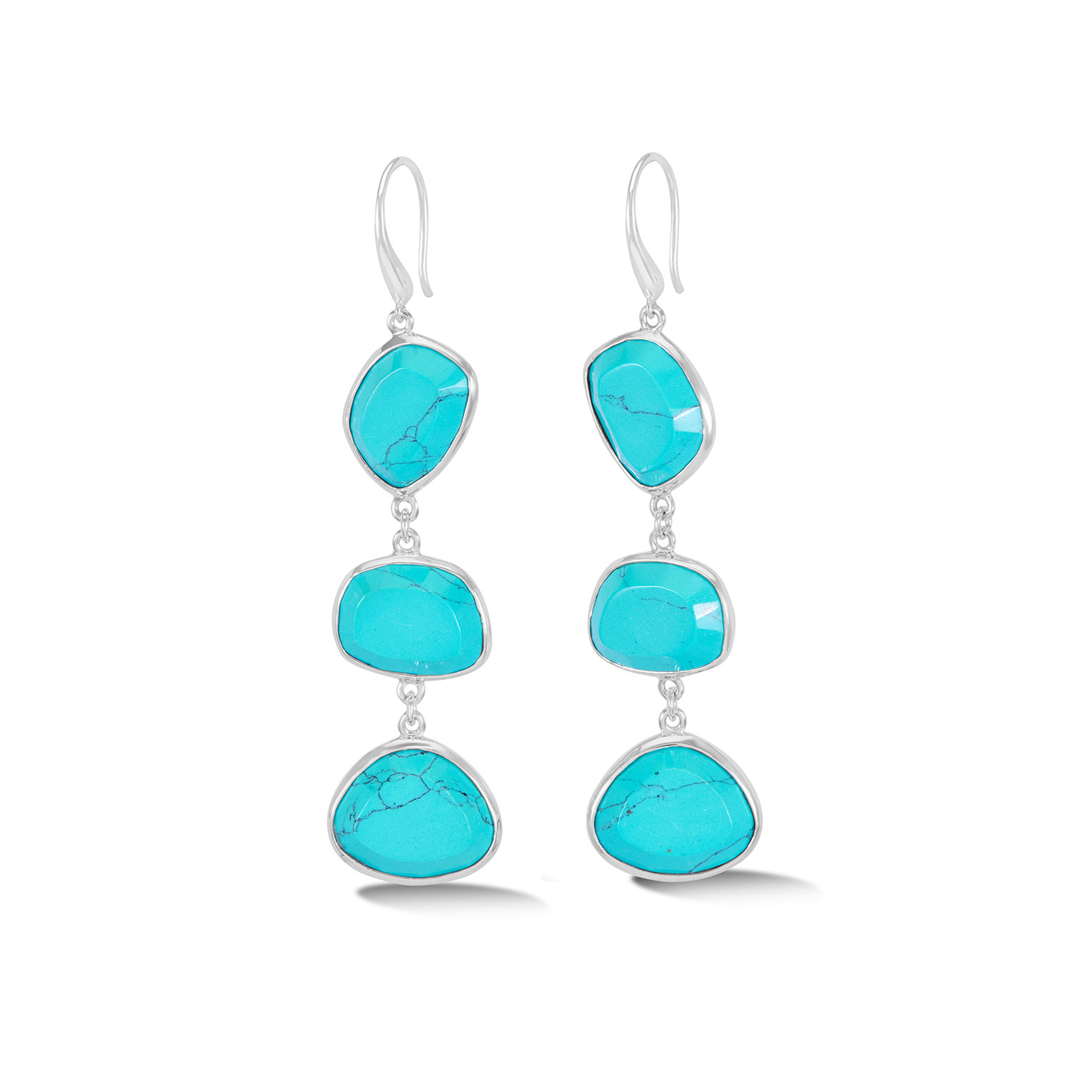 Women’s Long Turquoise Pebble Drop Earrings In Silver Dower & Hall