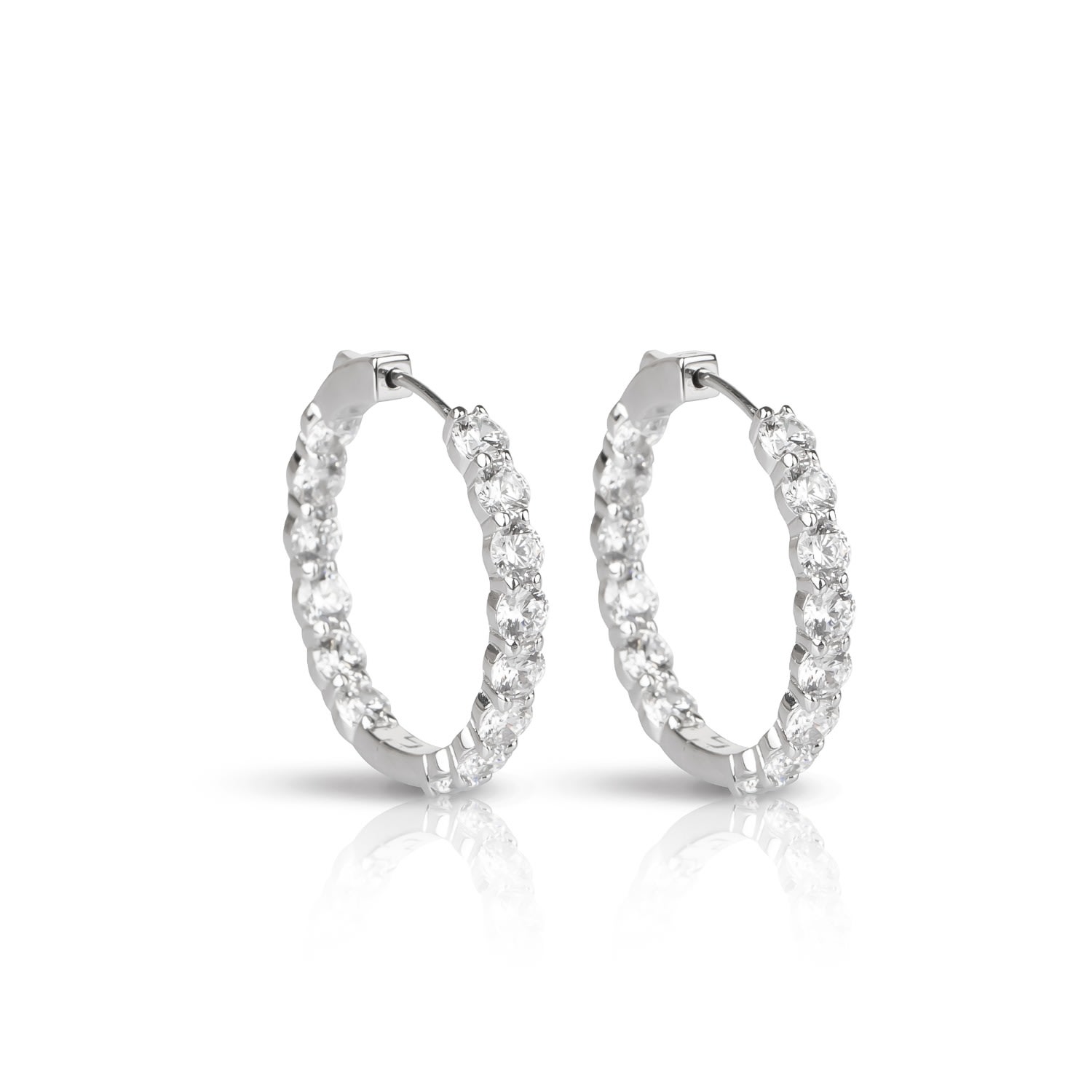 Women’s Silver Sparkle White Stone Hoop Earring Ep Designs