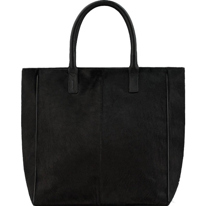 Women’s Calf Hair Large Leather Tote Bag Black One Size Brix+Bailey