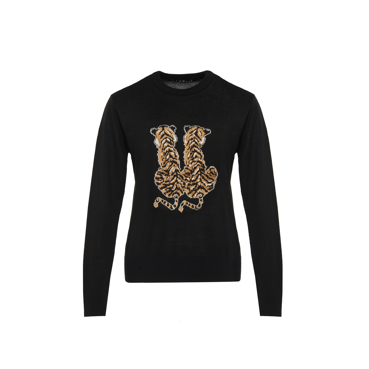 Women’s Leopard Print Black Knit Sweater Extra Small Rue Les Createurs