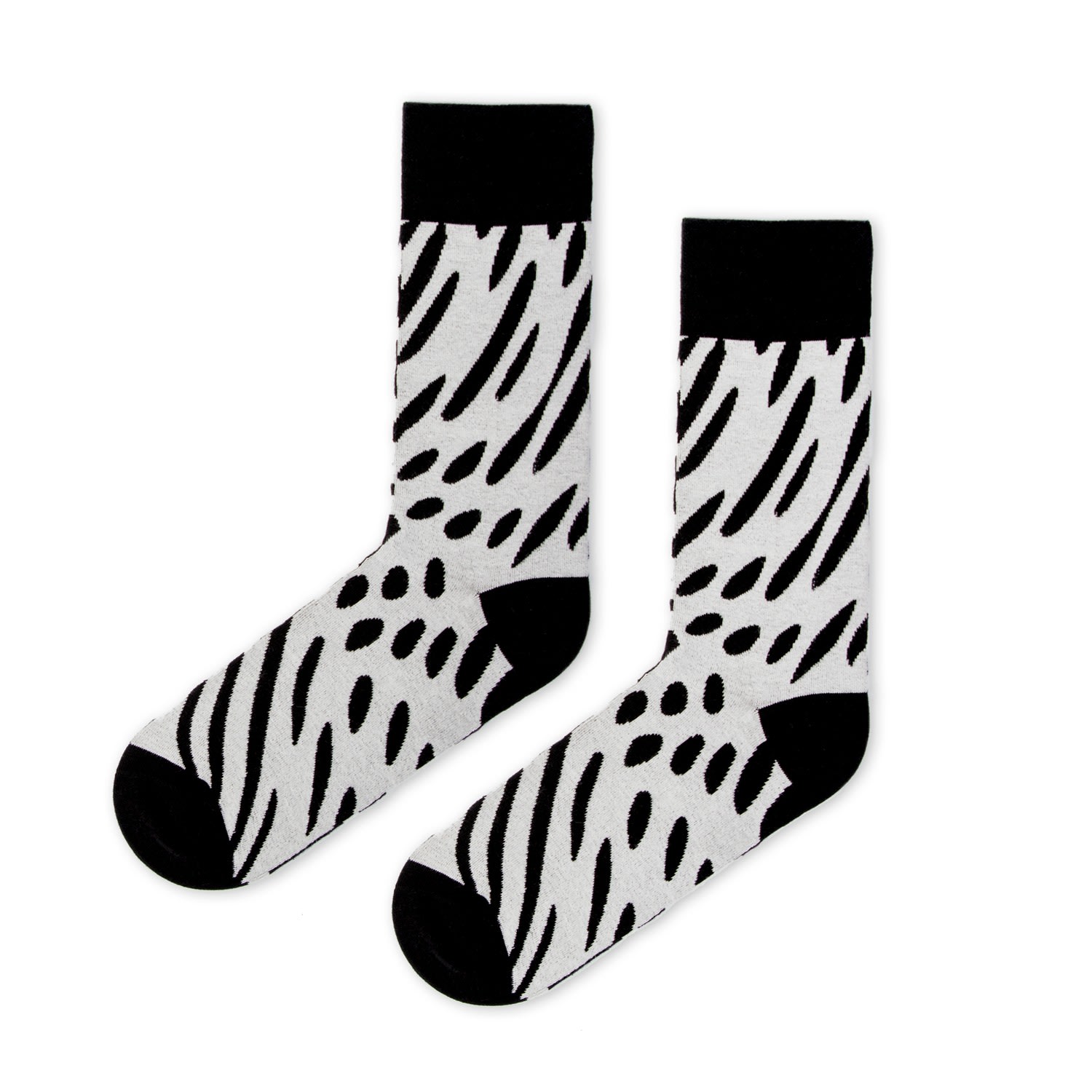 Men’s Two Sided Cotton Socks In Black & Off-White Designed By Karan S Small Look Mate London