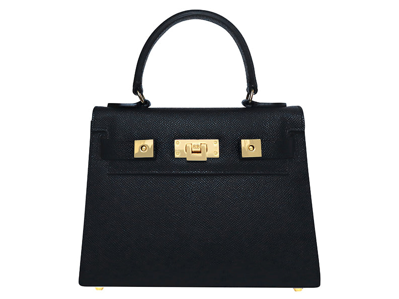 Women’s Gold / Black Maya Midi Dolomite Pebble Print Calf Leather Handbag - Black/Gold Lalage Beaumont