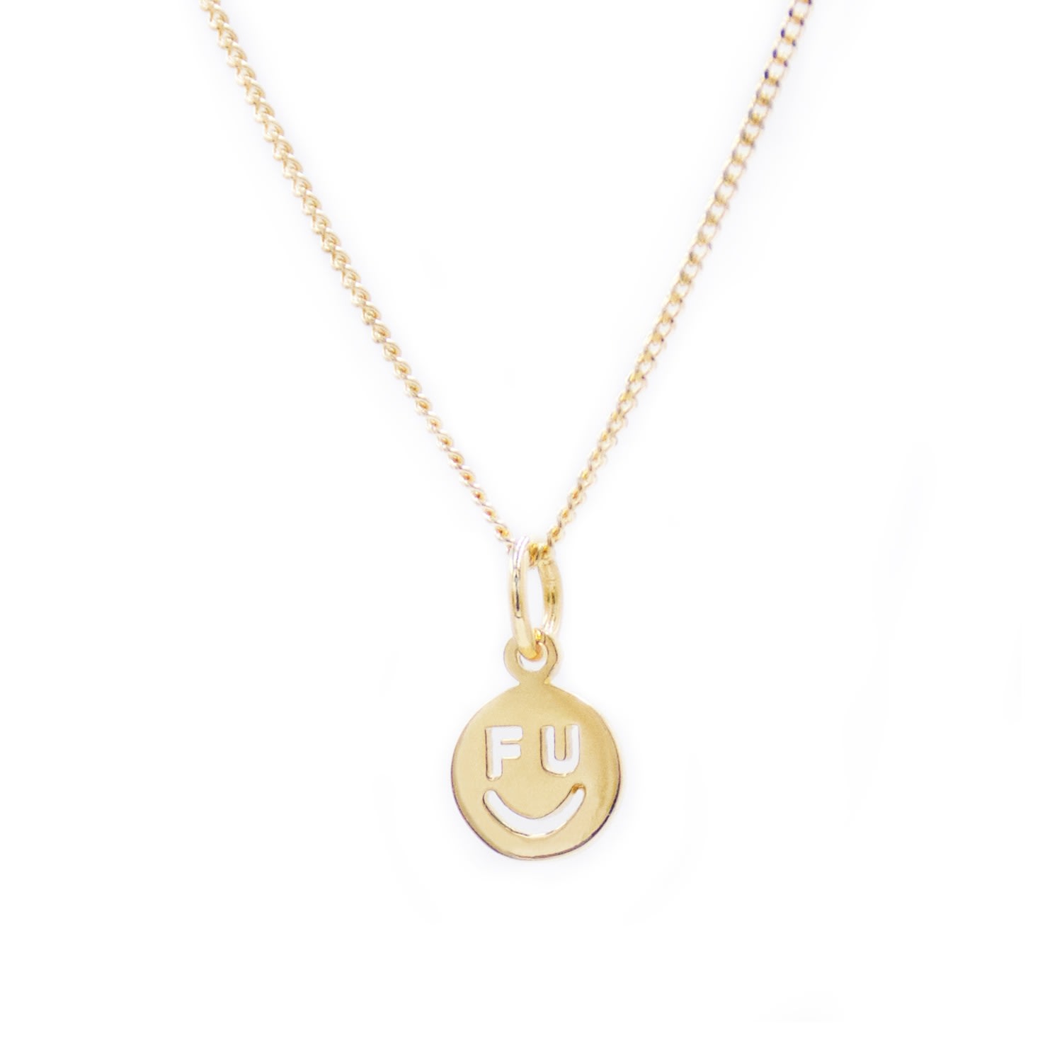 Women’s F U Happy Face Pendant Gold Litzi