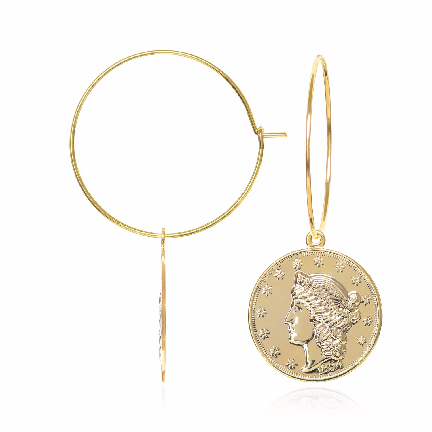 Women’s Gold Large Coin Earrings C. j.m