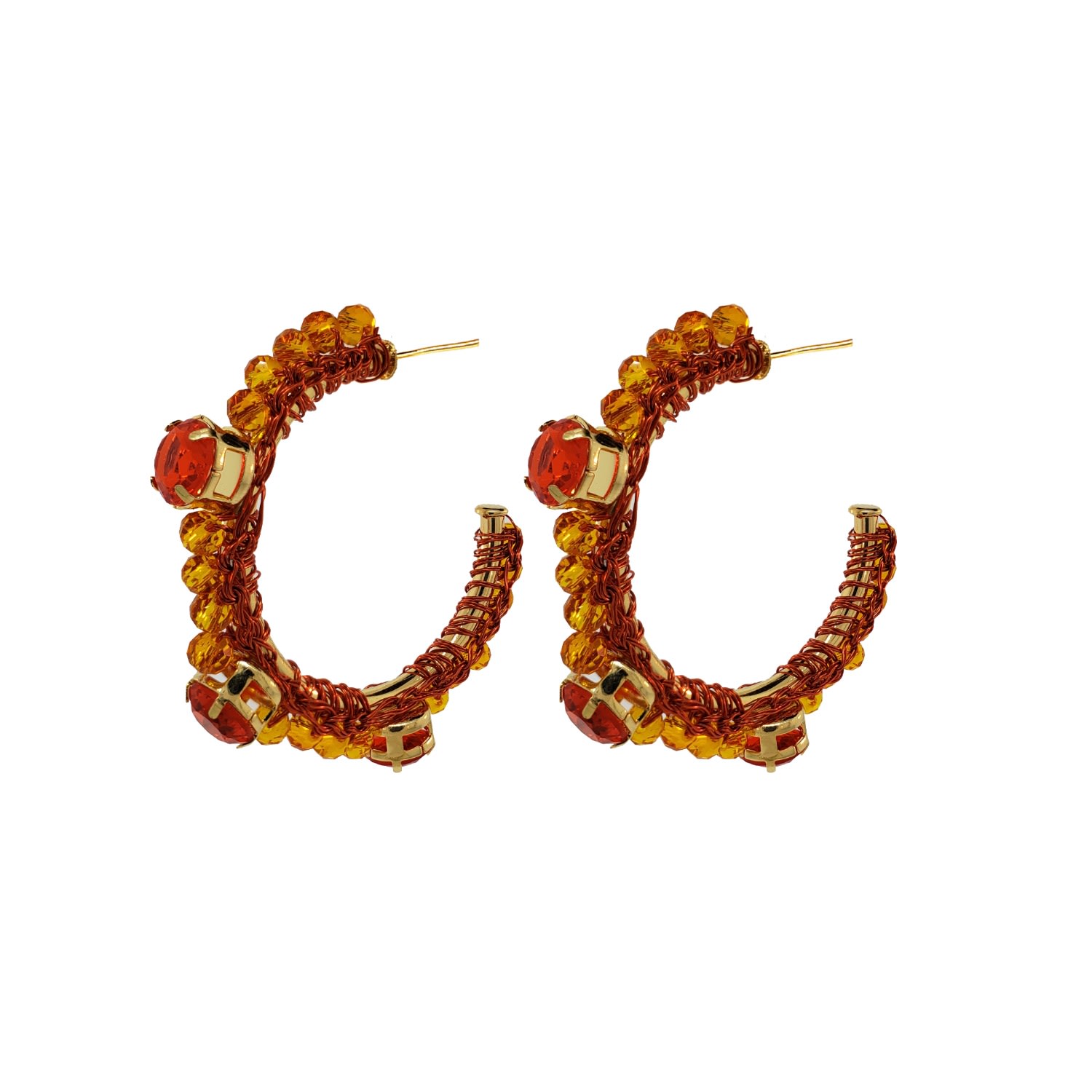 Women’s Yellow / Orange Amber Orange Lena Hoops Handmade Crochet Earrings Lavish by Tricia Milaneze