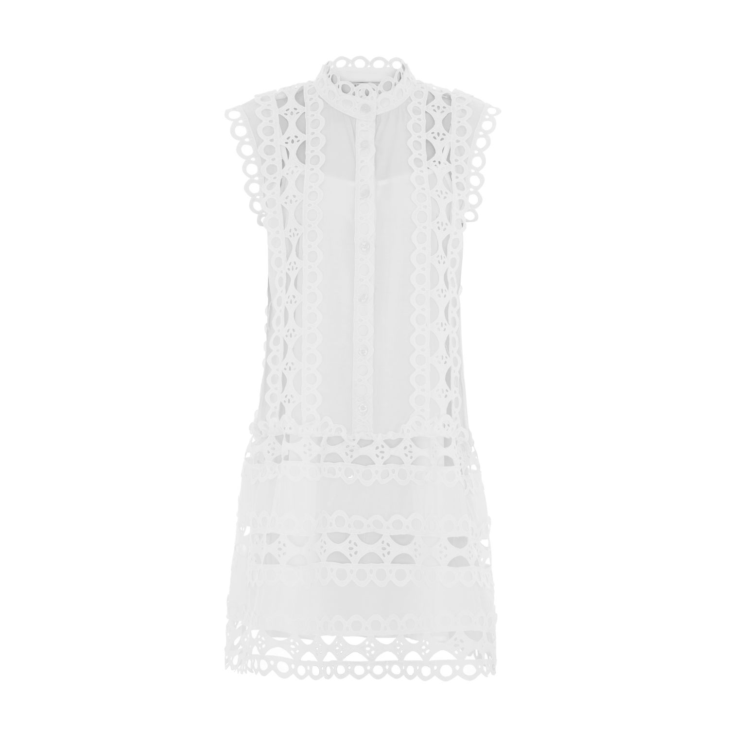 Women’s Capri Mini Broderie Lace Dress White Large Hortons England