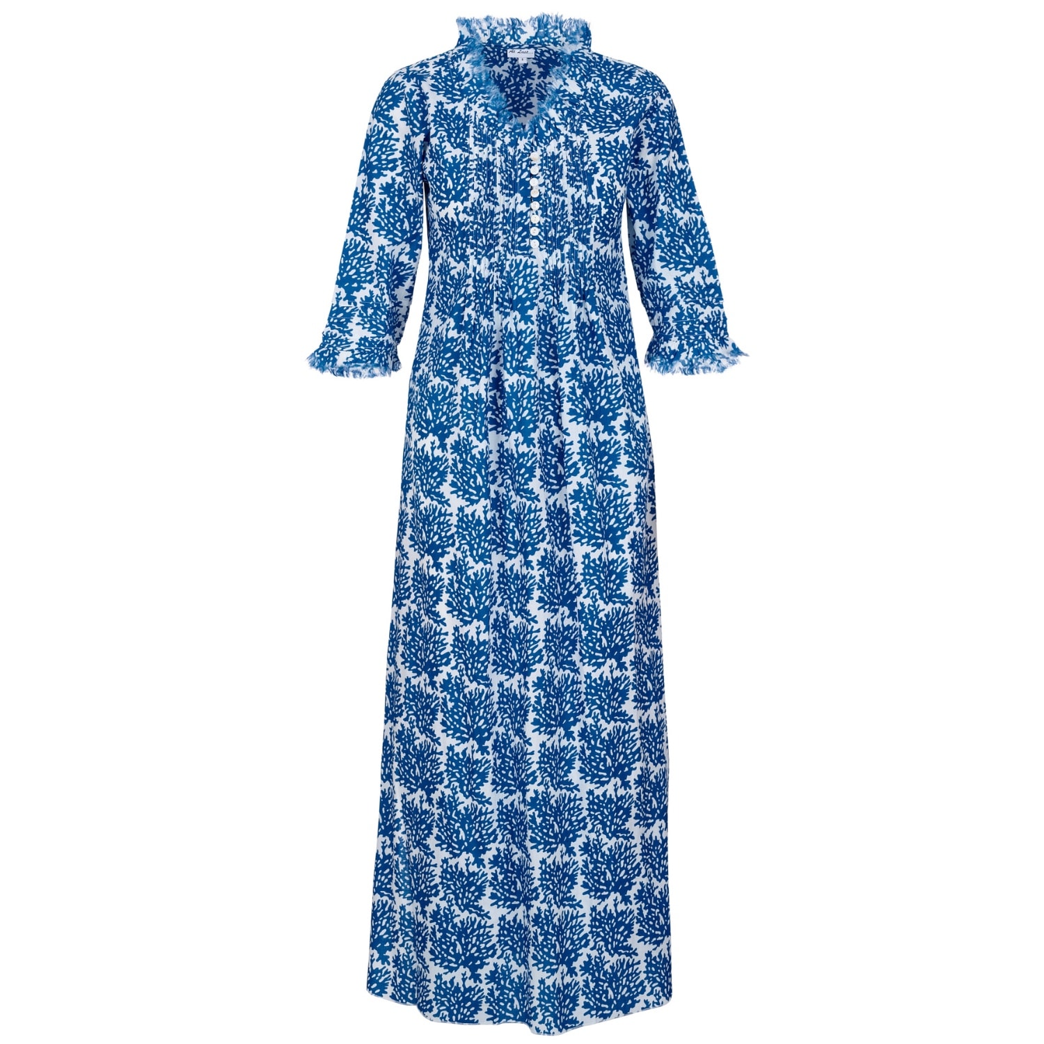 Women’s Cotton Annabel Maxi Dress In White With Blue Reef Small At Last...
