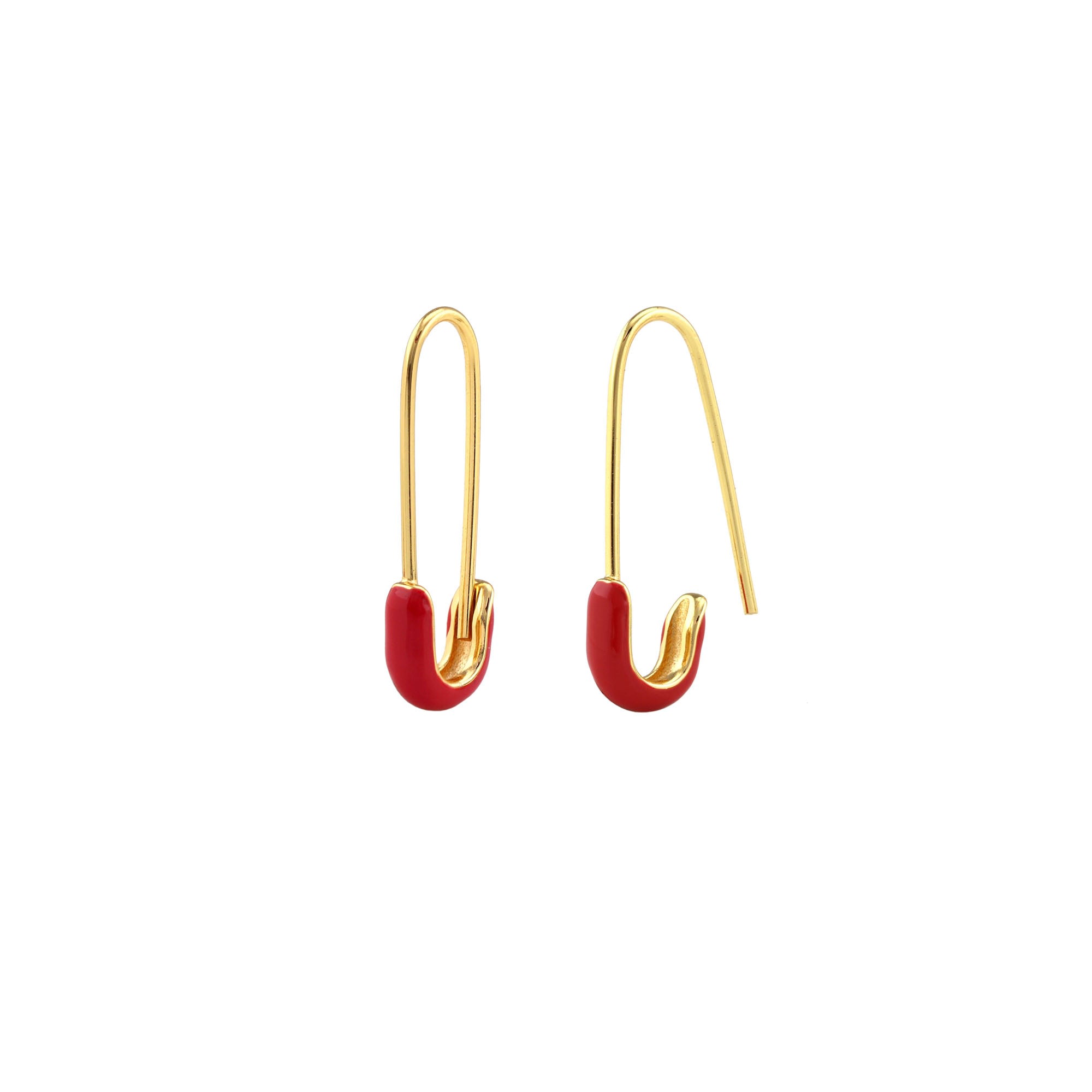 Women’s Safety Pin Enamel Hoop Earrings Red Kris Nations