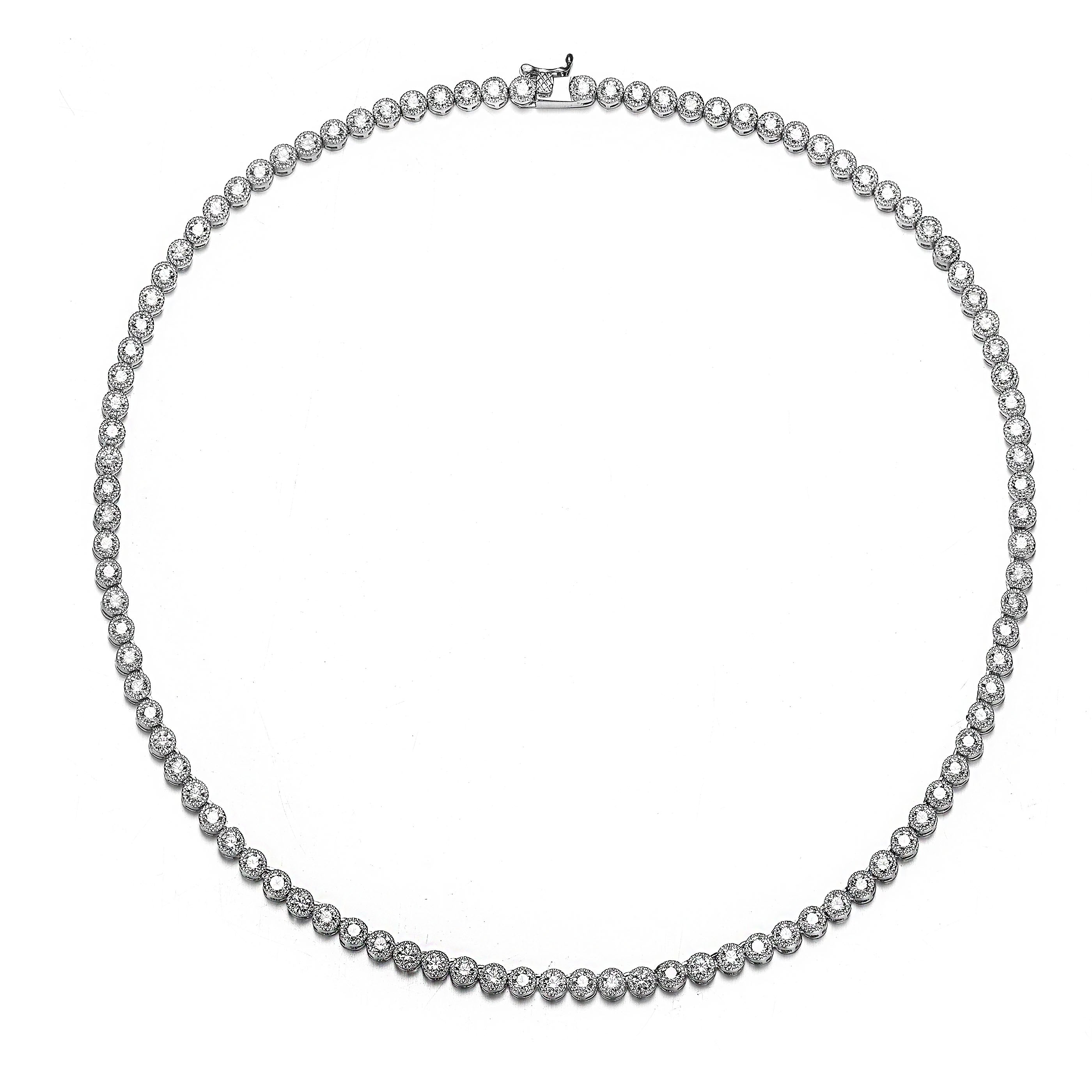 Women’s White / Silver Mille Etoiles Tennis Necklace Genevive Jewelry