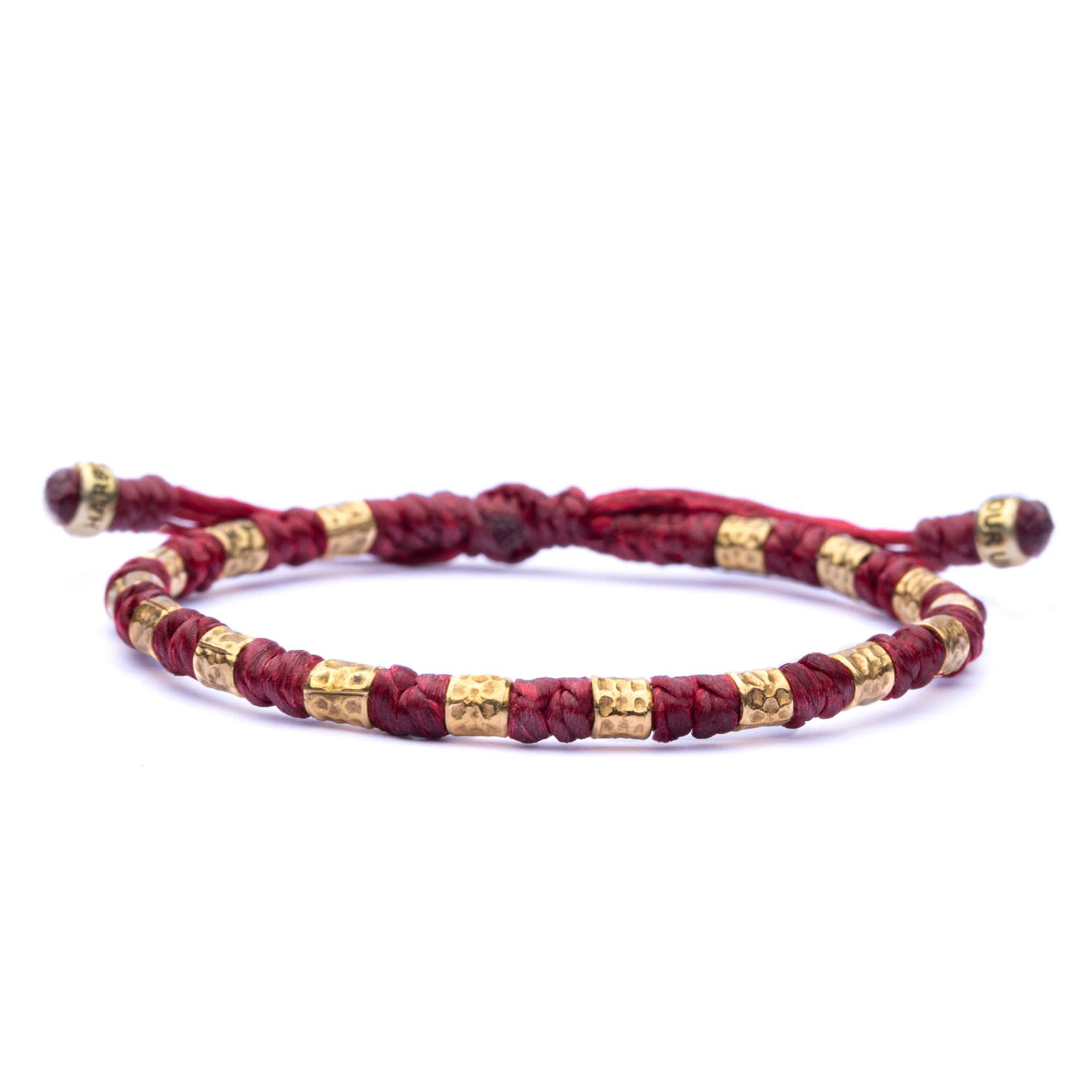 Red Cord And Hammered Vermeil Gold Bracelet For Women - Red Harbour Uk Bracelets