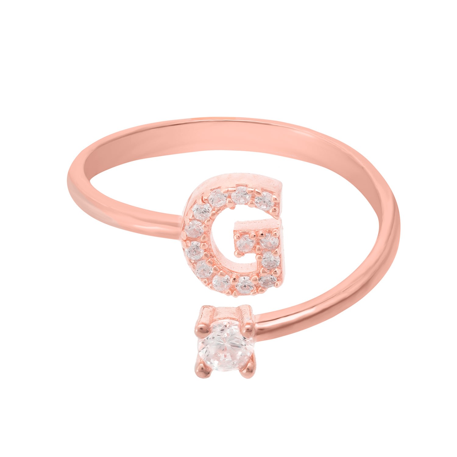 Women’s White / Rose Gold Initial Ring Rosegold G Latelita