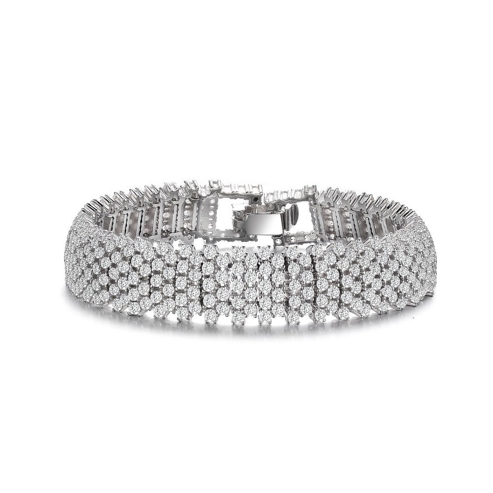 Women’s Sterling Silver Cubic Zirconia Linear Pave Bracelet Genevive Jewelry