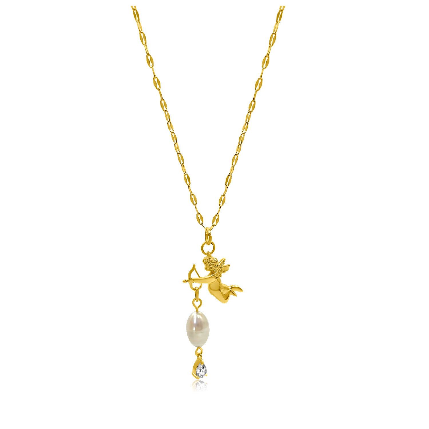 Women’s Gold / White Angelique Gold Filled Charm Necklace Androhmeda Jewelry