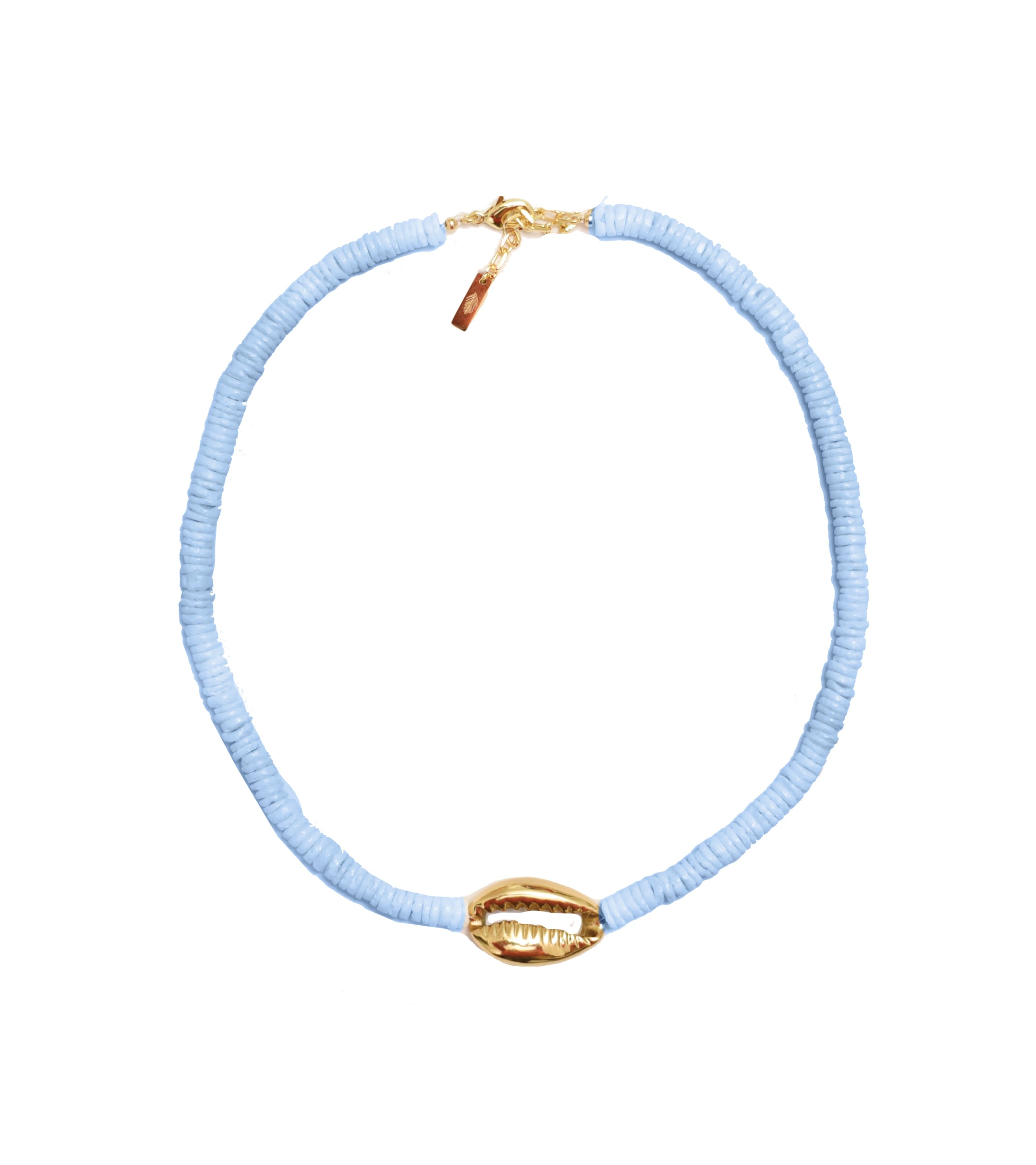 Women’s Heishi Gold Shell Necklace - Blue Adriana Pappas Designs