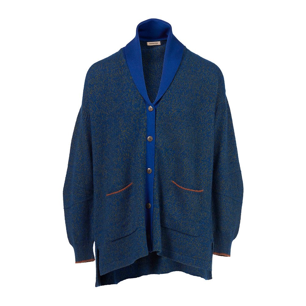 Women’s Blue Cardigan Long Yak & Silk Dark Night I Charteuse One Size Traces of Me