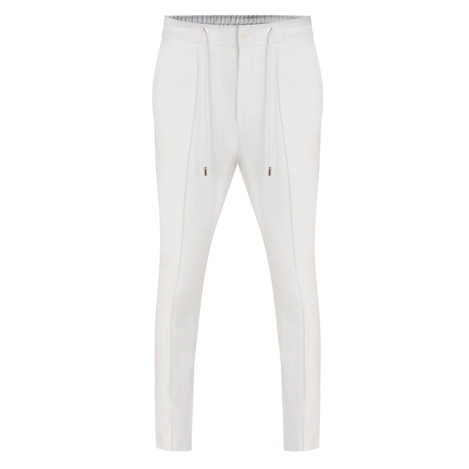 Men’s Plain Smart Drawstring Trousers - White 38" David Wej